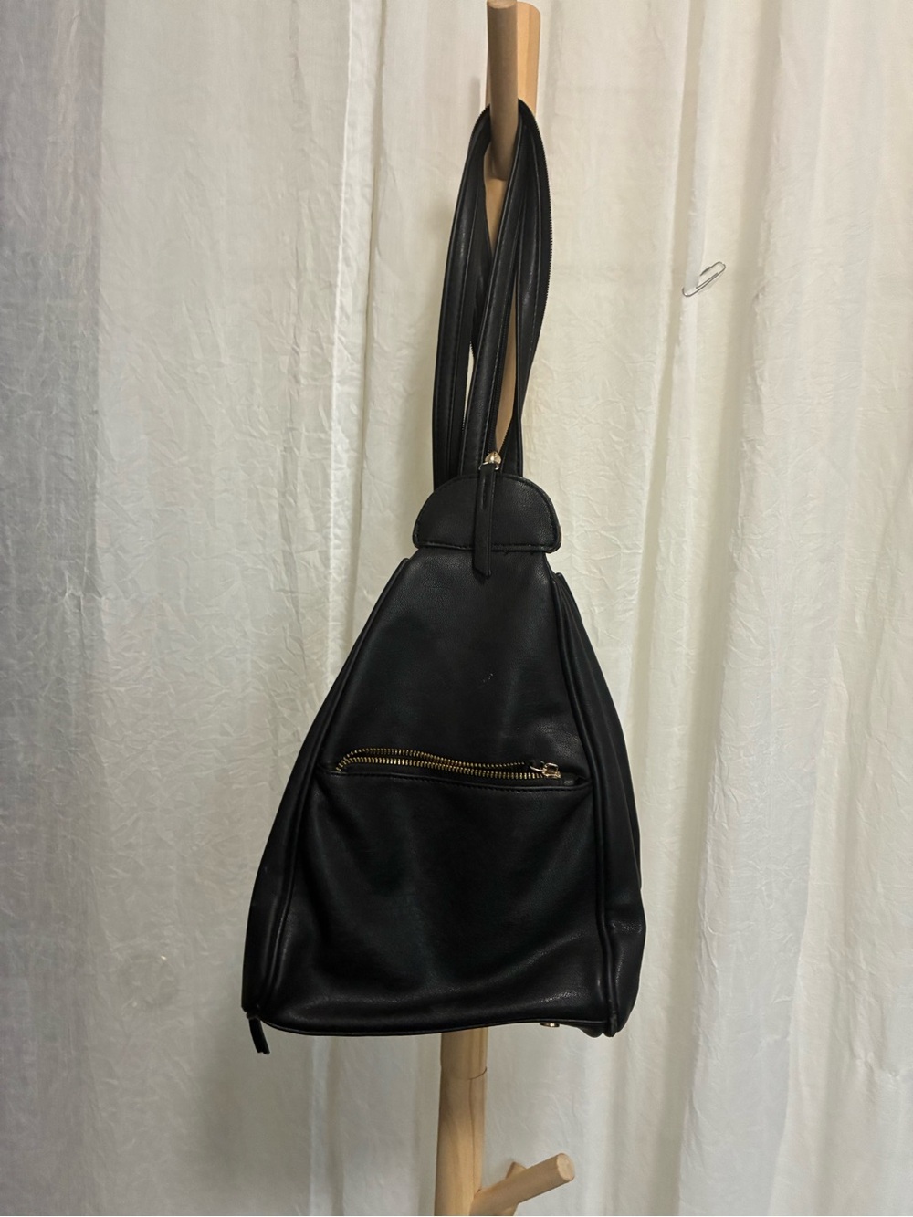 Antik Kraft Black Leather Backpack Tote